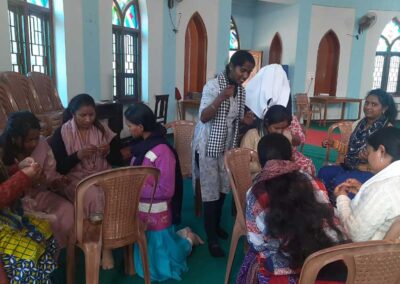 Rosary making with Parishioners- at Bagrana