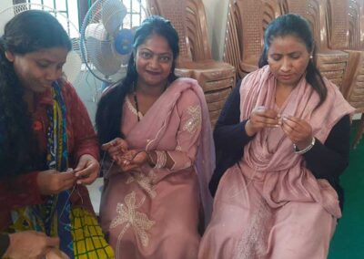 Rosary making with Parishioners- at Bagrana