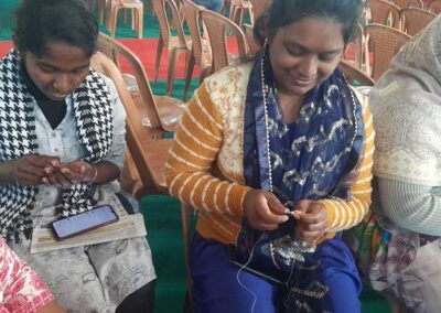 Rosary making with Parishioners- at Bagrana
